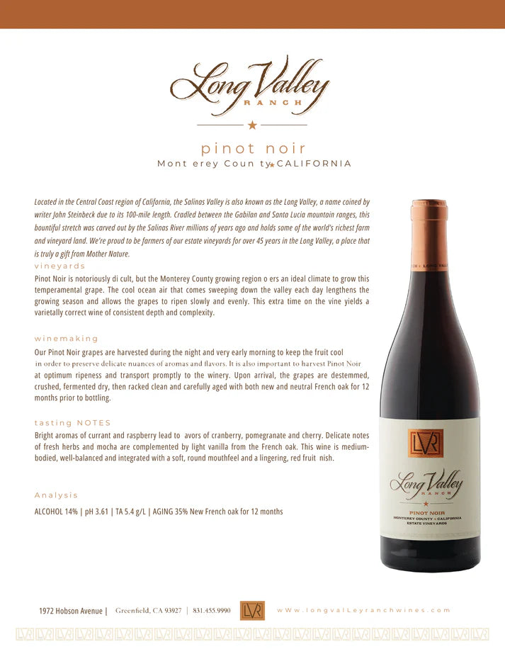 Scheid Long Valley Ranch Pinot Noir 2020 - 750ml
