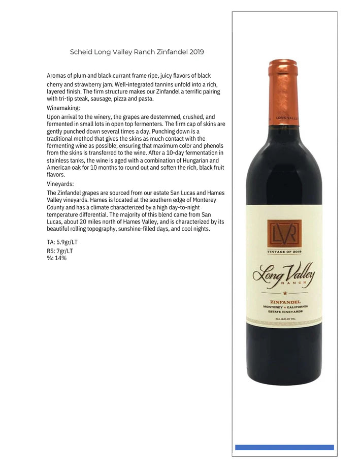 Scheid Long Valley Ranch Zinfandel 2019 - 750ml