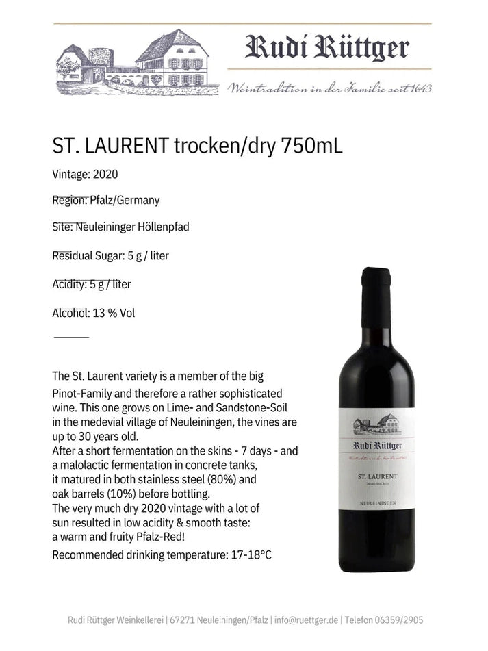 Rudi Rüttger St. Laurent Pfalz 2020 - 750ml
