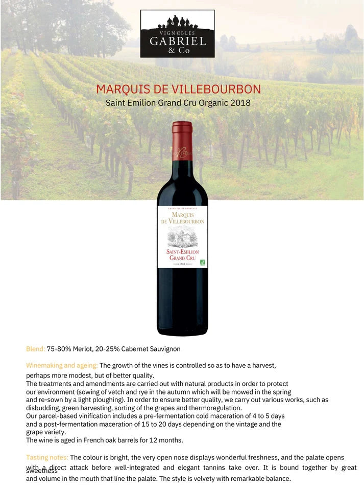 Marquis De Villebourbon Saint-Emilion Grand Cru 2018 - 750ml