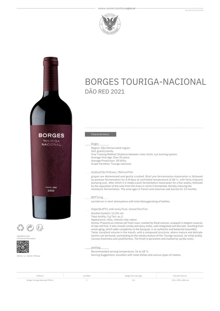 BORGES TOURIGA-NACIONAL 2021 - 750ml